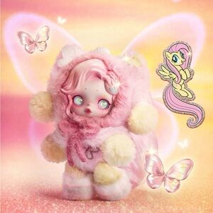 POP MART SKULLPANDA My Little Pony SkullpandA Plush Pendant - FLUTTERSHY